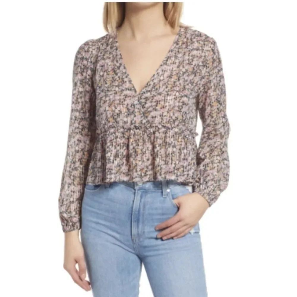 WAYF Lynwood Floral Peplum Top in Size S